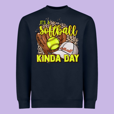 It's A Softball Kinda Day Leopard Heavyweight Sweatshirt Designed By Howdyjamesfarm