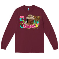 Burgundy Afro woman with sunkissed Long Sleeve Tee - NancyCooperArtShop