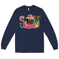 Navy Afro woman with sunkissed Long Sleeve Tee - NancyCooperArtShop