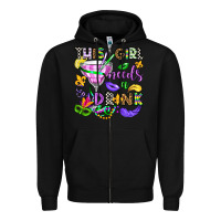 Black this girl needs a drink Zipper Hoodie - OliviaCreatesArt