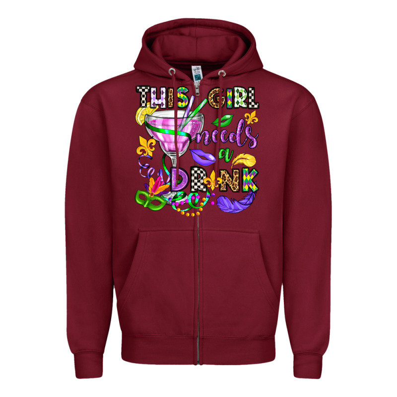 This Girl Needs A Drink Zipper Hoodie by OliviaCreatesArt | Teevron