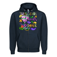Navy this girl needs a drink Zipper Hoodie - OliviaCreatesArt