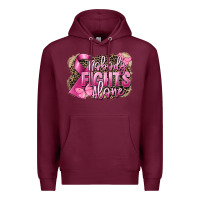 Burgundy Nobody fights alone Cancer Premium Hoodie - FaDigitalArtStudio