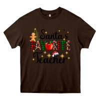 Chocolate Brown santa's favorite teacher Heavy Core Tee - AdoDesignShop
