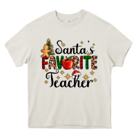 Cream santa's favorite teacher Heavy Core Tee - AdoDesignShop