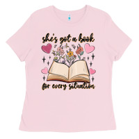 Bubblegum Pink she's got a book for every situation Ladies Tee - MaliasSmallBusiness