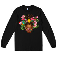 Black Afro Woman Summer Long Sleeve Tee - texasbilliewilder