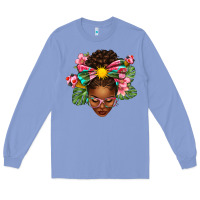Colony Blue Afro Woman Summer Long Sleeve Tee - texasbilliewilder