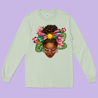 Afro Woman Summer Long Sleeve Tee Designed By Texasbilliewilder