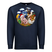 Navy Farm And Pig Premium Sweatshirt - FaDigitalArtStudio