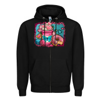 Black valentines day coffee cup and sweets Zipper Hoodie - OliviaCreatesArt