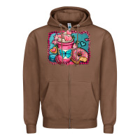 Chestnut valentines day coffee cup and sweets Zipper Hoodie - OliviaCreatesArt