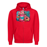 Red valentines day coffee cup and sweets Zipper Hoodie - OliviaCreatesArt