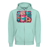 Seafoam valentines day coffee cup and sweets Zipper Hoodie - OliviaCreatesArt