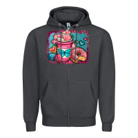Smoke valentines day coffee cup and sweets Zipper Hoodie - OliviaCreatesArt