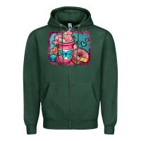 Sports Green valentines day coffee cup and sweets Zipper Hoodie - OliviaCreatesArt