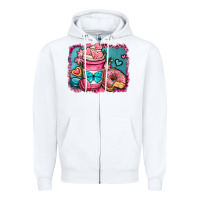 White valentines day coffee cup and sweets Zipper Hoodie - OliviaCreatesArt