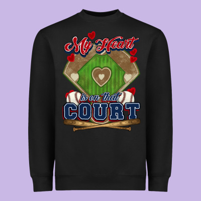 My Heart Is On That Court Baseball Heavyweight Sweatshirt Designed By Howdyjamesfarm