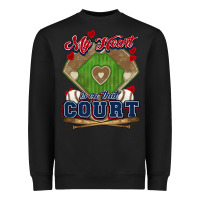 Black My heart is on that court Baseball Heavyweight Sweatshirt - HowdyJamesFarm