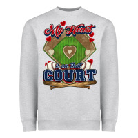 Heather Grey My heart is on that court Baseball Heavyweight Sweatshirt - HowdyJamesFarm