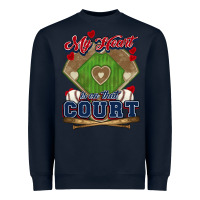 Navy My heart is on that court Baseball Heavyweight Sweatshirt - HowdyJamesFarm