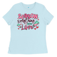Baby Blue season everything with love Ladies Tee - MaliasSmallBusiness