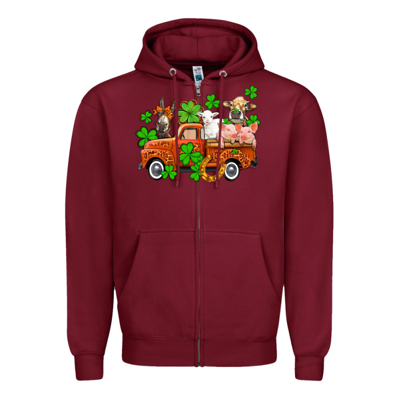 St. Patrick's Farm Animals And Truck Zipper Hoodie by OliviaCreatesArt | Teevron