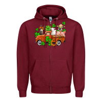 Burgundy St. Patrick's farm animals and truck Zipper Hoodie - OliviaCreatesArt