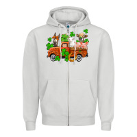 Dove Grey St. Patrick's farm animals and truck Zipper Hoodie - OliviaCreatesArt