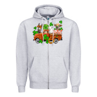 Heather Grey St. Patrick's farm animals and truck Zipper Hoodie - OliviaCreatesArt