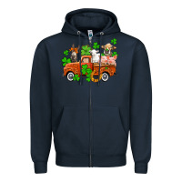 Navy St. Patrick's farm animals and truck Zipper Hoodie - OliviaCreatesArt
