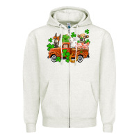Oatmeal Heather St. Patrick's farm animals and truck Zipper Hoodie - OliviaCreatesArt