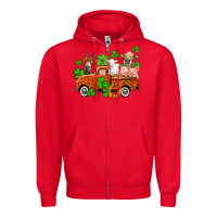 Red St. Patrick's farm animals and truck Zipper Hoodie - OliviaCreatesArt