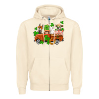 Sandshell St. Patrick's farm animals and truck Zipper Hoodie - OliviaCreatesArt
