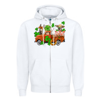 White St. Patrick's farm animals and truck Zipper Hoodie - OliviaCreatesArt