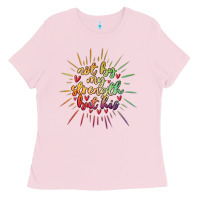 Bubblegum Pink not by my strength but his Ladies Tee - MaliasSmallBusiness