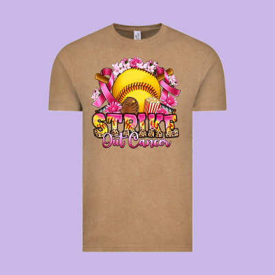 Strike Out Cancer Softball Vintage Tee Designed By Artiststas