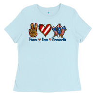 Baby Blue Peace Love Fireworks Ladies Tee - Jasminsmagicworld