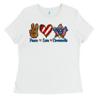 White Peace Love Fireworks Ladies Tee - Jasminsmagicworld