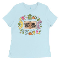 Baby Blue cozy book girl club Ladies Tee - MaliasSmallBusiness