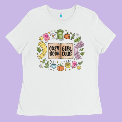 Cozy Book Girl Club Ladies Tee Designed By Maliassmallbusiness