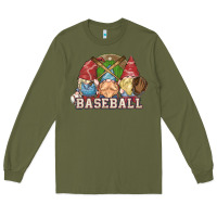 Army Green Baseball gnomes Long Sleeve Tee - NancyCooperArtShop