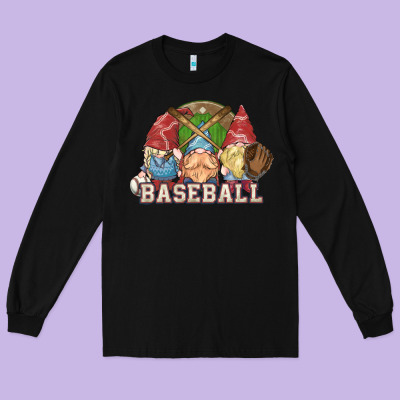 Baseball Gnomes Long Sleeve Tee Designed By Nancycooperartshop
