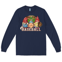 Navy Baseball gnomes Long Sleeve Tee - NancyCooperArtShop