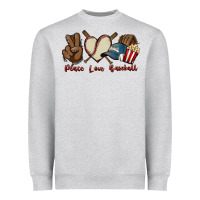 Heather Grey Peace love Baseball Heavyweight Sweatshirt - HowdyJamesFarm