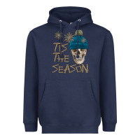 Navy skull tis the season winter Heavyweight Hoodie - FaDigitalArtStudio