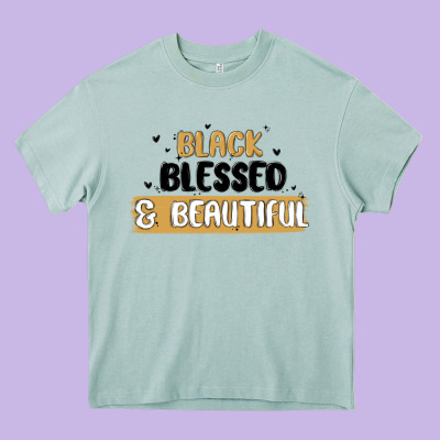 Black Blessed & Beautiful Heavy Core Tee Designed By Maliassmallbusiness