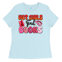 Baby Blue hot girls read books Ladies Tee - MaliasSmallBusiness