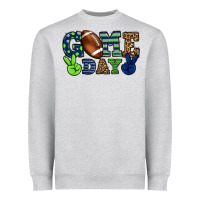 Heather Grey Game day green and blue team color Heavyweight Sweatshirt - HowdyJamesFarm