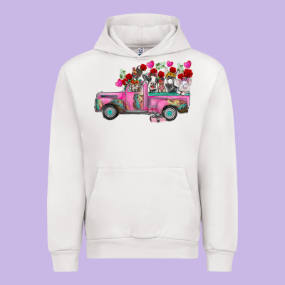Farm Animals Valentine Truck Urban Hoodie Designed By Racoondesign